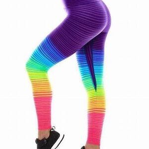 NEW NWT K-DEER Sugar Rush Ombre Stripe Leggings Sz L